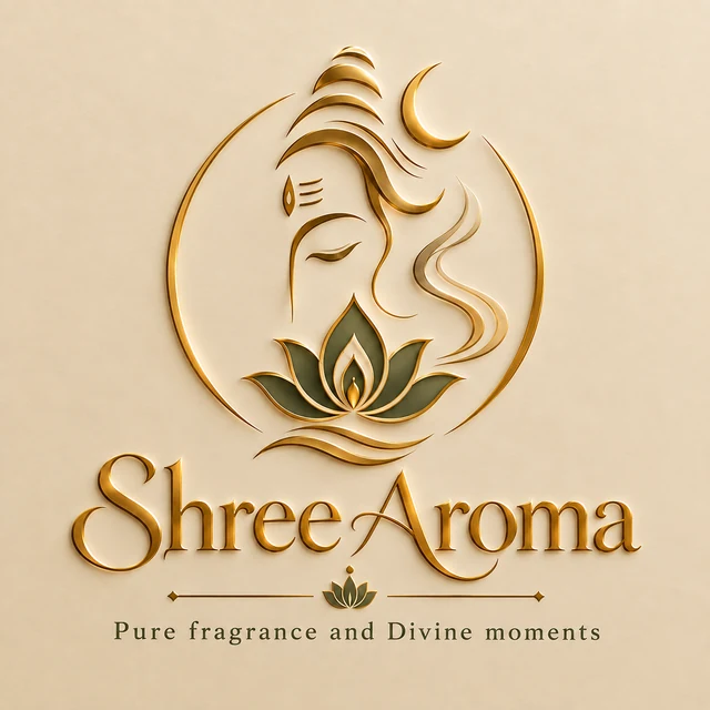 The Shree Aroma emblem: Lord Ganesha above a lotus and a curl of fragrant smoke